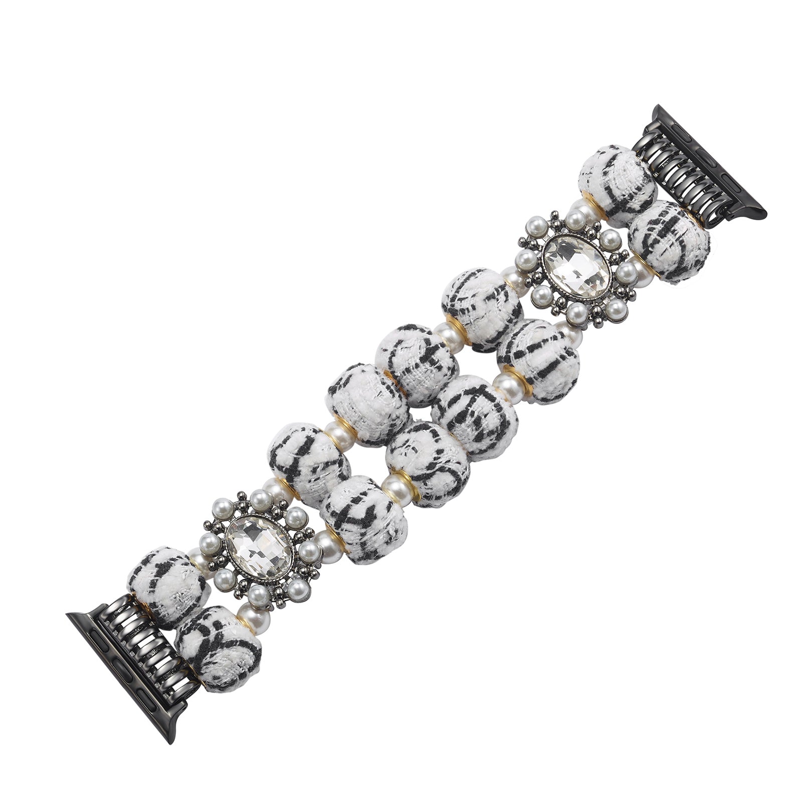 For Apple Watch Series 9 8 7 41mm / 6 5 4 SE (2023) SE (2022) SE 40mm / 3 2 1 38mm Velvet Cotton Beaded Bracelet - Rose For Apple Watch Series 9 8 7 41mm / 6 5 4 SE (2023) SE (2022) SE 40mm / 3 2 1 38mm Velvet Cotton Beaded Bracelet - Rose